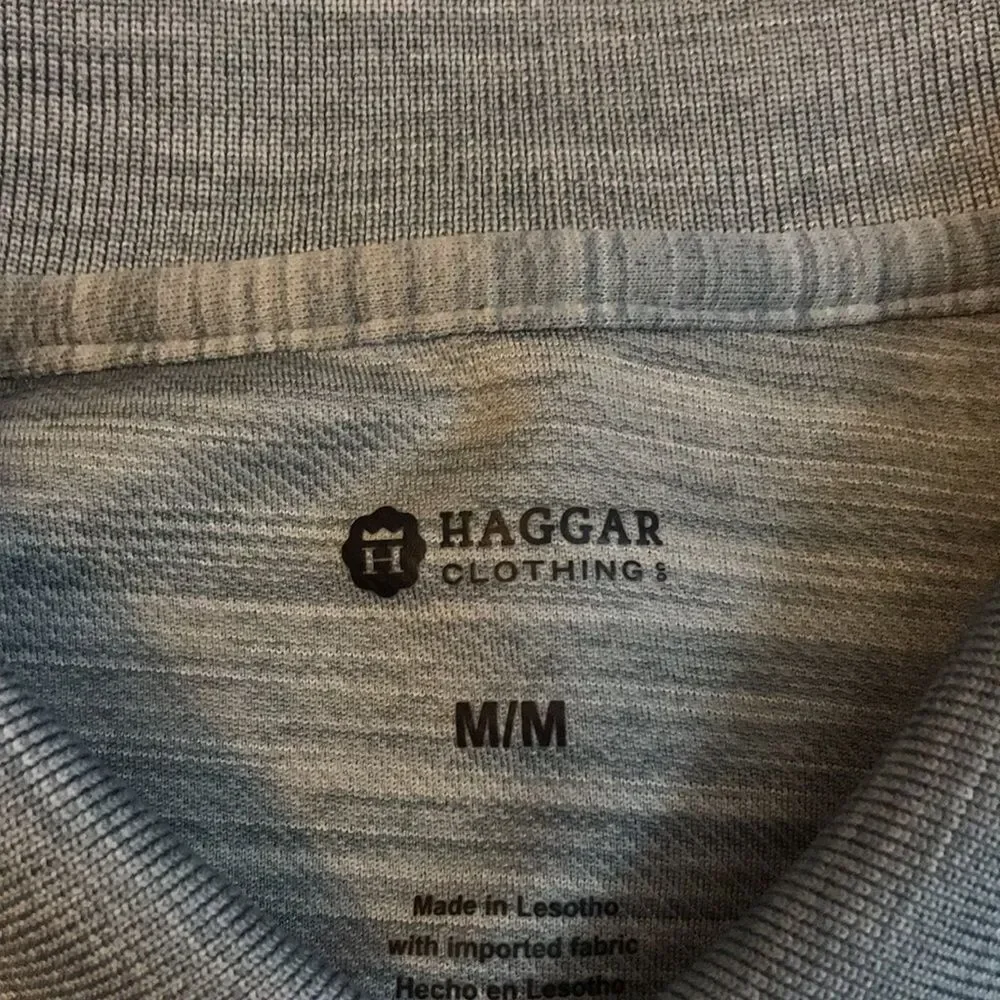 Haggar Clothing Gray Golf Polo Short Sleeve Men's Size Medium Shirt